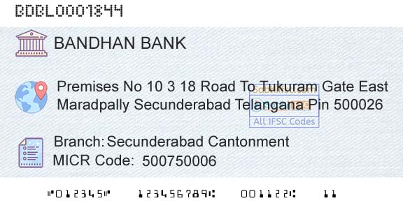 Bandhan Bank Limited Secunderabad CantonmentBranch 