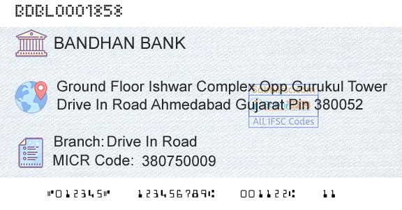 Bandhan Bank Limited Drive In RoadBranch 