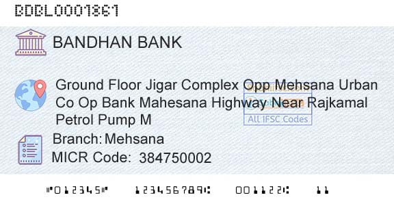 Bandhan Bank Limited MehsanaBranch 