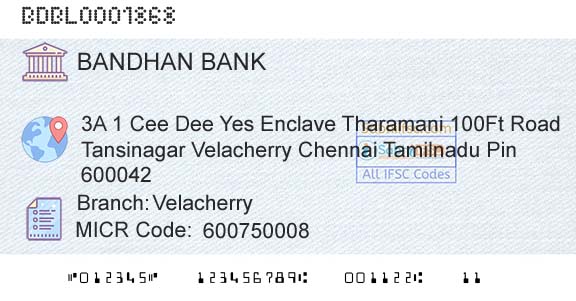 Bandhan Bank Limited VelacherryBranch 