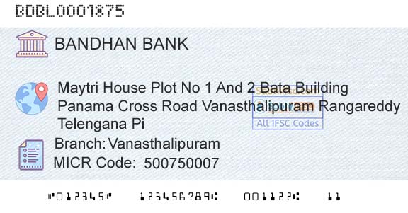 Bandhan Bank Limited VanasthalipuramBranch 