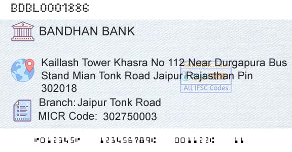 Bandhan Bank Limited Jaipur Tonk RoadBranch 
