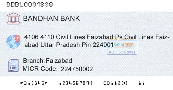 Bandhan Bank Limited FaizabadBranch 