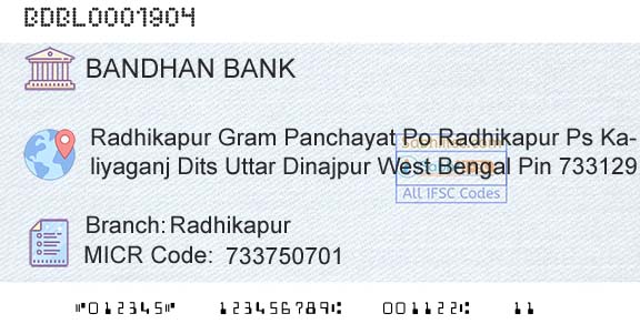 Bandhan Bank Limited RadhikapurBranch 