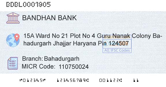Bandhan Bank Limited BahadurgarhBranch 