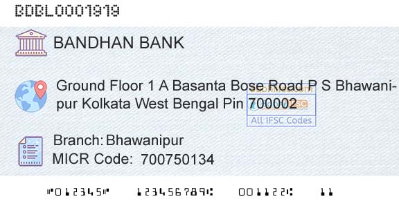 Bandhan Bank Limited BhawanipurBranch 