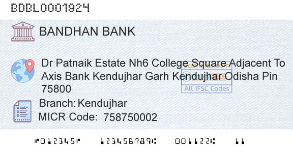 Bandhan Bank Limited KendujharBranch 