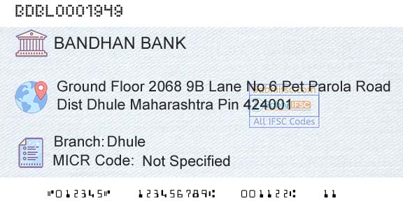 Bandhan Bank Limited DhuleBranch 