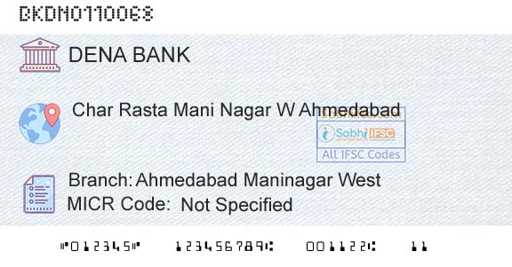 Dena Bank Ahmedabad Maninagar WestBranch 