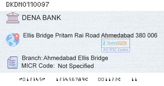 Dena Bank Ahmedabad Ellis BridgeBranch 