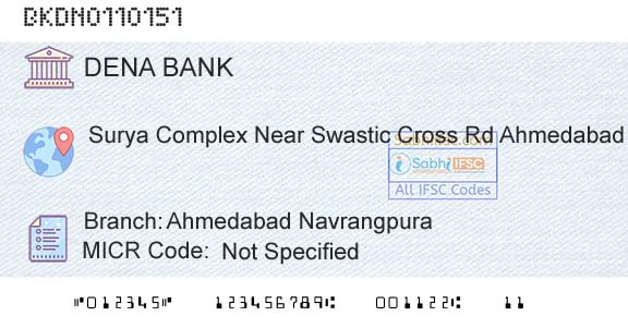 Dena Bank Ahmedabad NavrangpuraBranch 