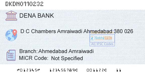 Dena Bank Ahmedabad AmraiwadiBranch 