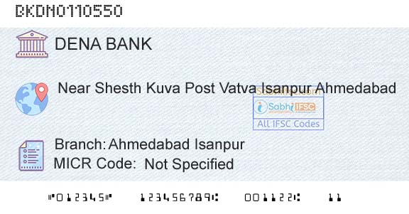 Dena Bank Ahmedabad IsanpurBranch 