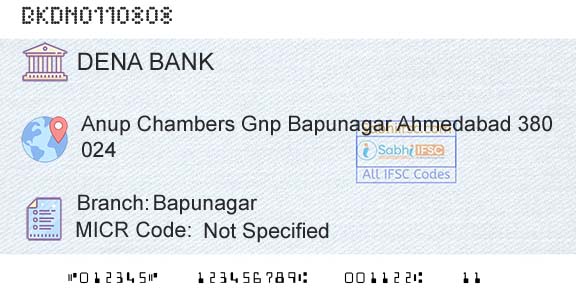 Dena Bank BapunagarBranch 