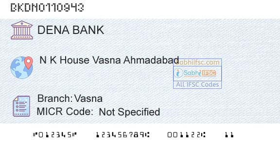 Dena Bank VasnaBranch 
