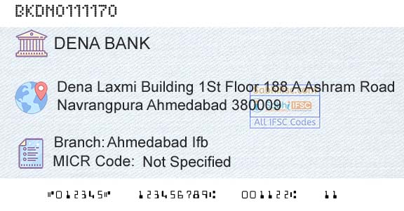 Dena Bank Ahmedabad IfbBranch 