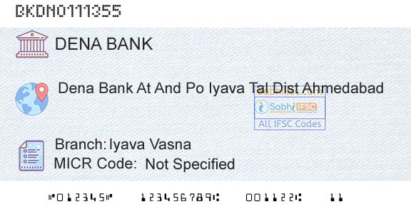 Dena Bank Iyava VasnaBranch 