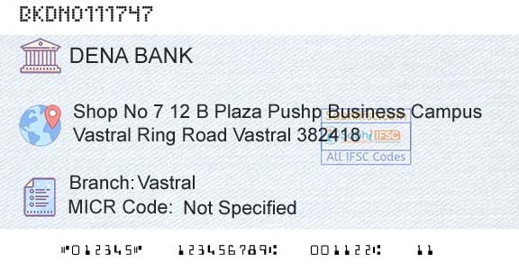 Dena Bank VastralBranch 