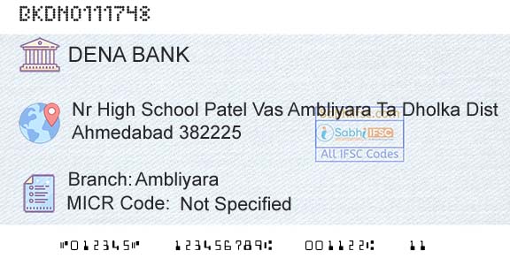 Dena Bank AmbliyaraBranch 