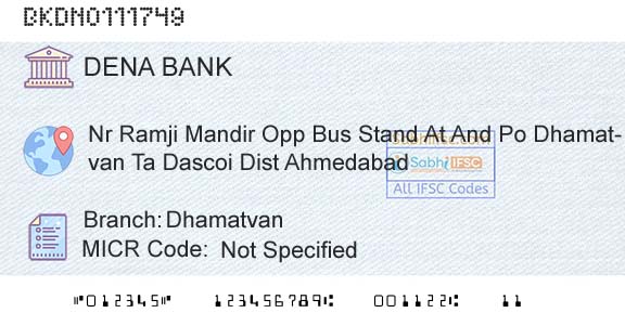 Dena Bank DhamatvanBranch 