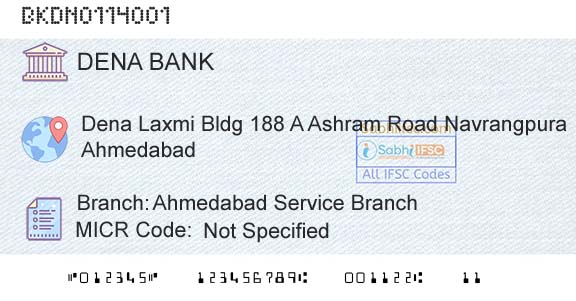 Dena Bank Ahmedabad Service BranchBranch 