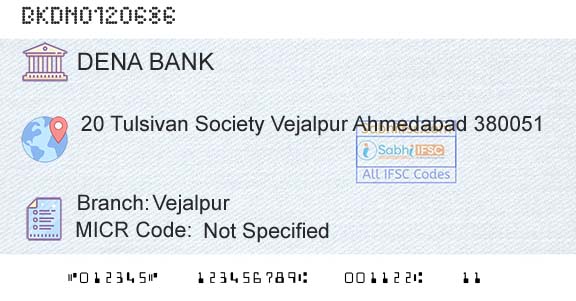 Dena Bank VejalpurBranch 