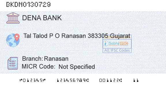 Dena Bank RanasanBranch 