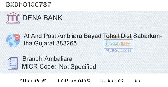 Dena Bank AmbaliaraBranch 
