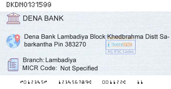 Dena Bank LambadiyaBranch 