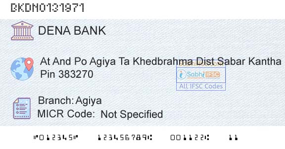 Dena Bank AgiyaBranch 
