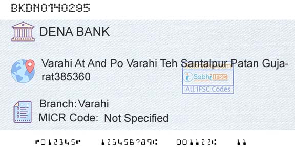 Dena Bank VarahiBranch 