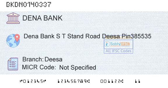 Dena Bank DeesaBranch 