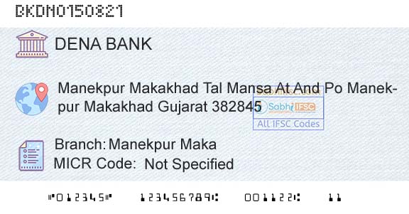 Dena Bank Manekpur MakaBranch 