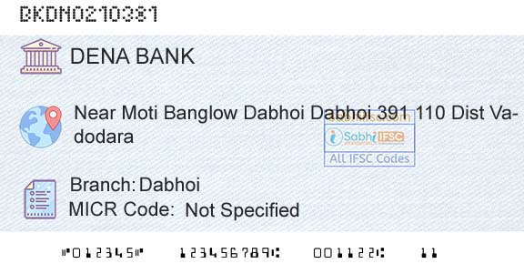 Dena Bank DabhoiBranch 