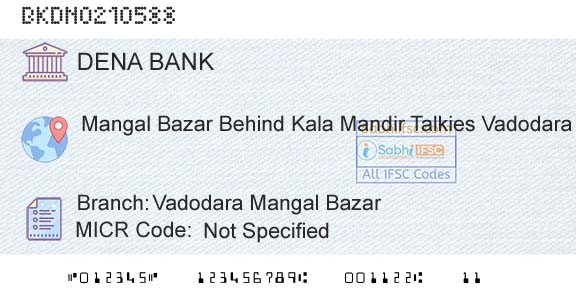 Dena Bank Vadodara Mangal BazarBranch 