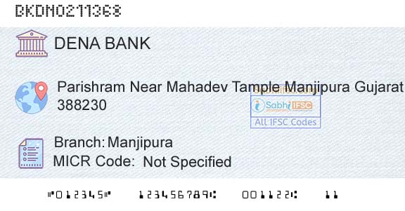 Dena Bank ManjipuraBranch 