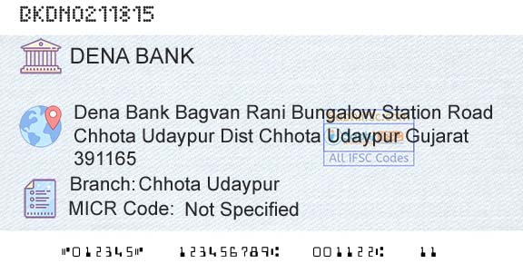 Dena Bank Chhota UdaypurBranch 