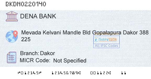 Dena Bank DakorBranch 