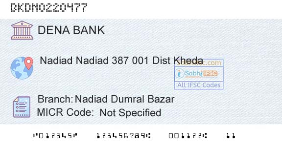 Dena Bank Nadiad Dumral BazarBranch 
