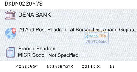 Dena Bank BhadranBranch 