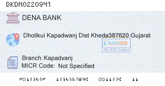 Dena Bank KapadvanjBranch 