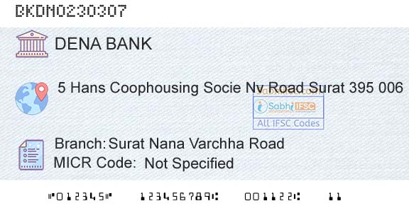 Dena Bank Surat Nana Varchha RoadBranch 