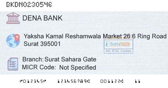 Dena Bank Surat Sahara GateBranch 
