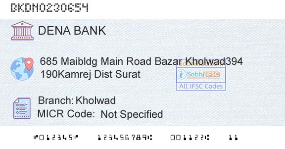 Dena Bank KholwadBranch 