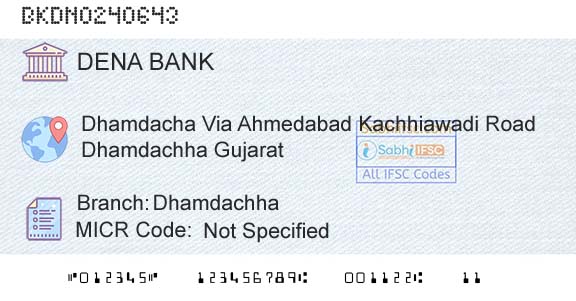 Dena Bank DhamdachhaBranch 