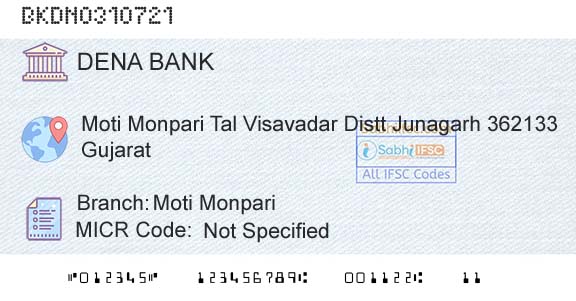 Dena Bank Moti MonpariBranch 