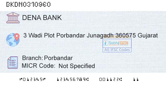 Dena Bank PorbandarBranch 