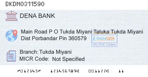 Dena Bank Tukda MiyaniBranch 