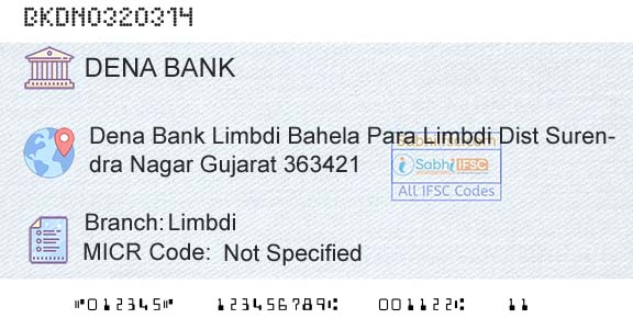 Dena Bank LimbdiBranch 