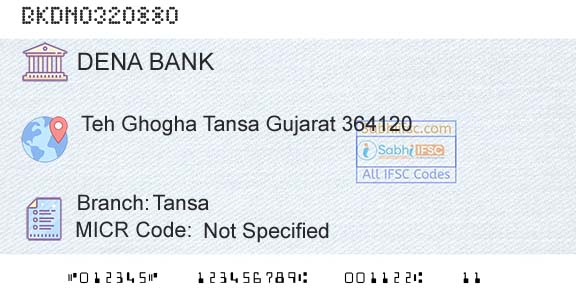 Dena Bank TansaBranch 